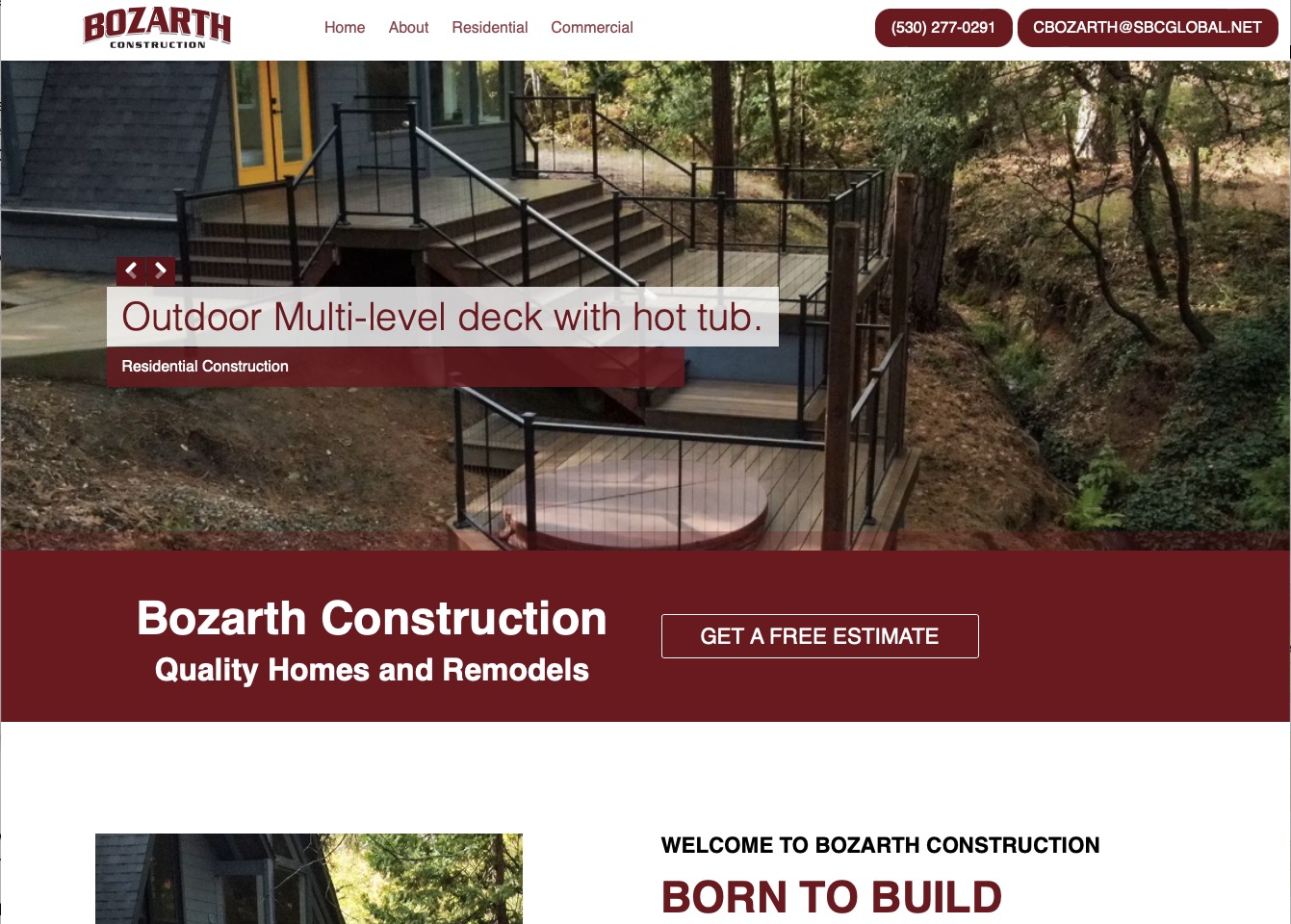 Bozarth Construction website in Grass Valley.